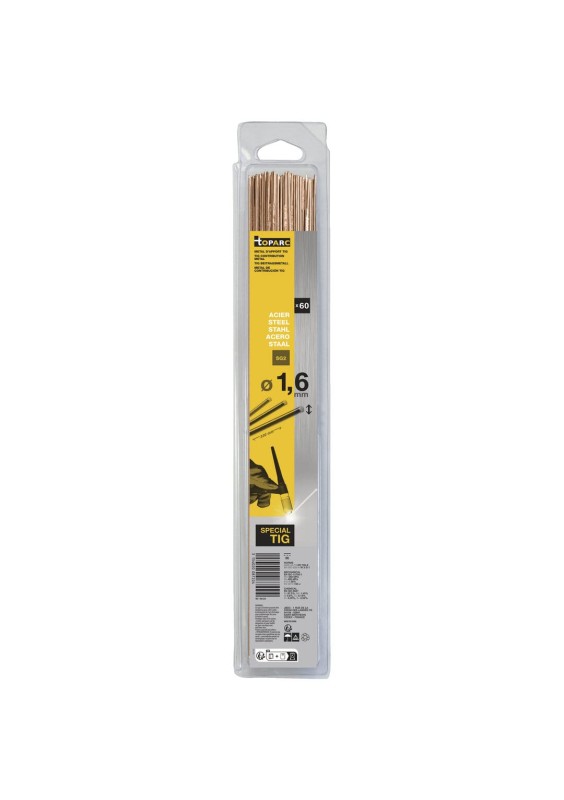 Blister de 60 baguettes TIG GYS acier (SG2) diamètre 1,6mm Longueur 330mm