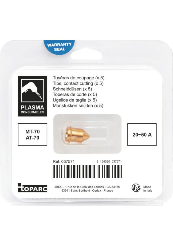 Tuyères coupage pour torche plasma GYS MT70 - 20/50 ampères -pack de 5