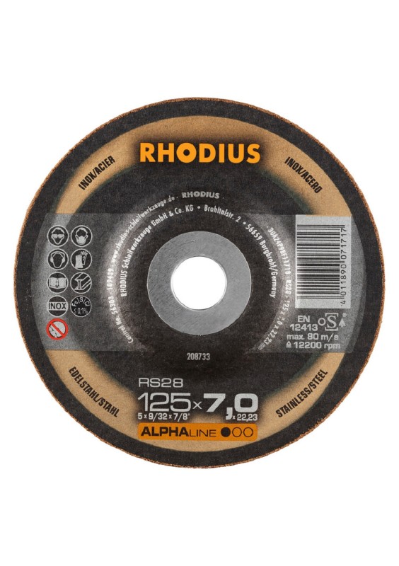 Disque à ébarber Rhodius RS28 Alphaline 125x7.0x22.23 Boite de 25pcs